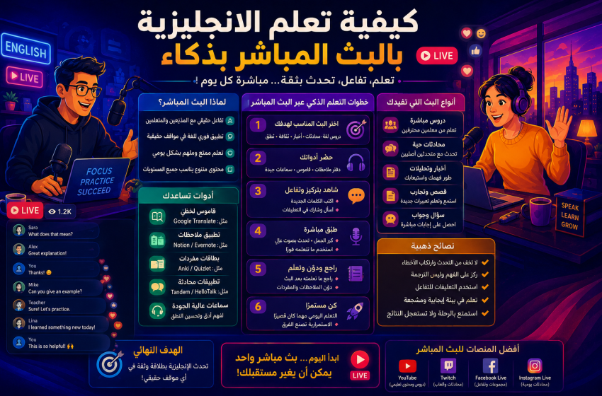 كيفية تعلم الانجليزية بالبث المباشر بذكاء
