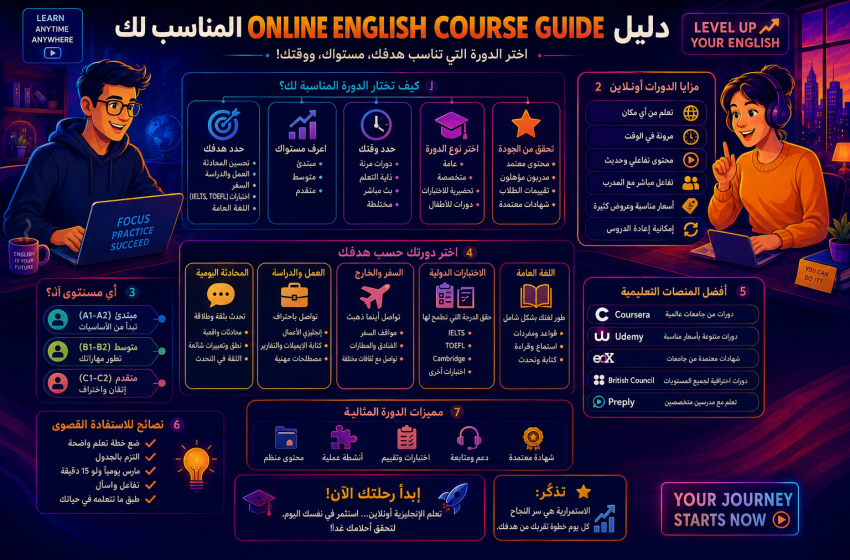 دليل online English course guide المناسب لك
