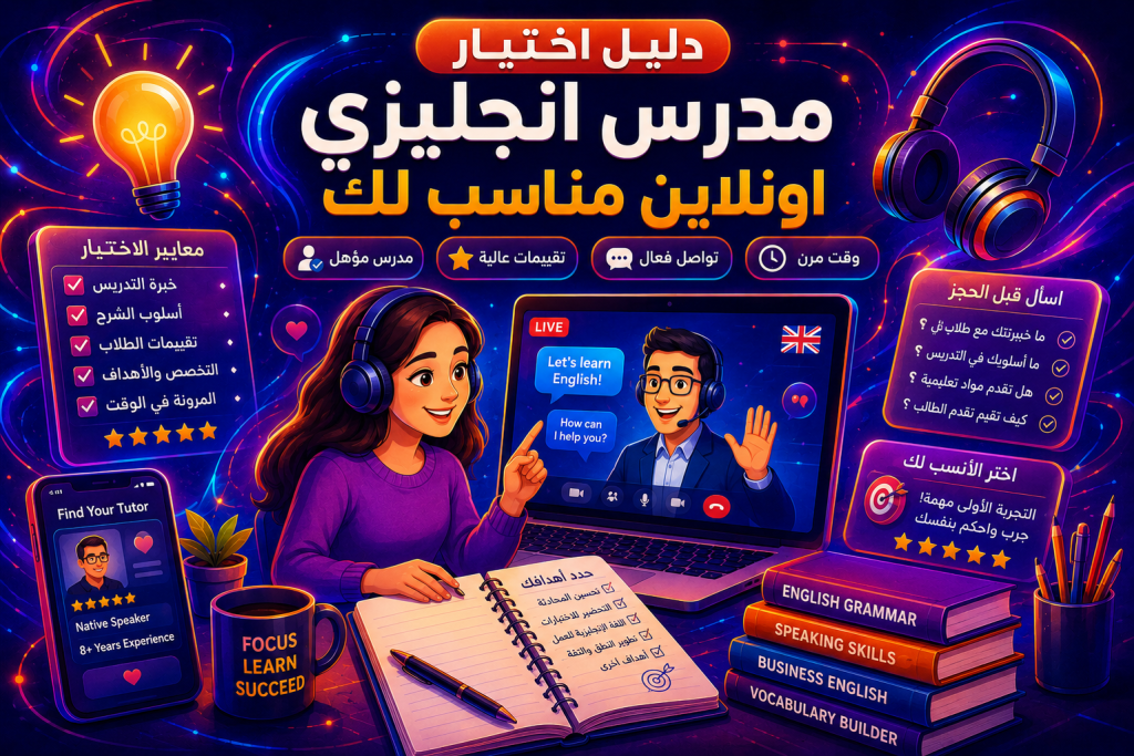 دليل اختيار مدرس انجليزي اونلاين مناسب لك