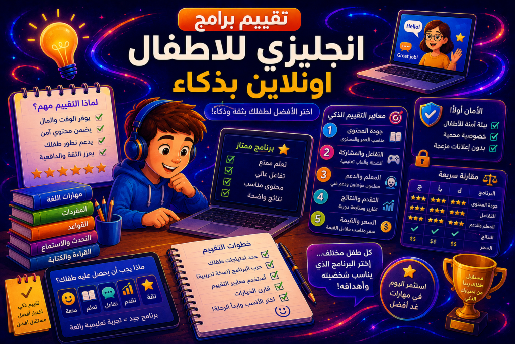 تقييم برامج انجليزي للاطفال اونلاين بذكاء