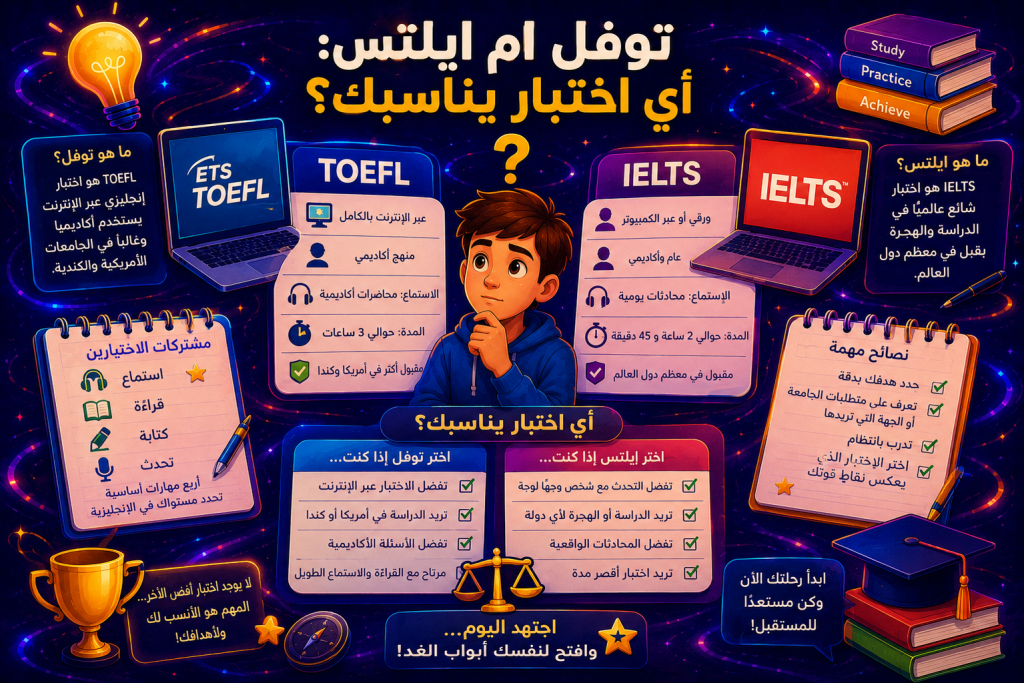 توفل ام ايلتس: أي اختبار يناسبك؟