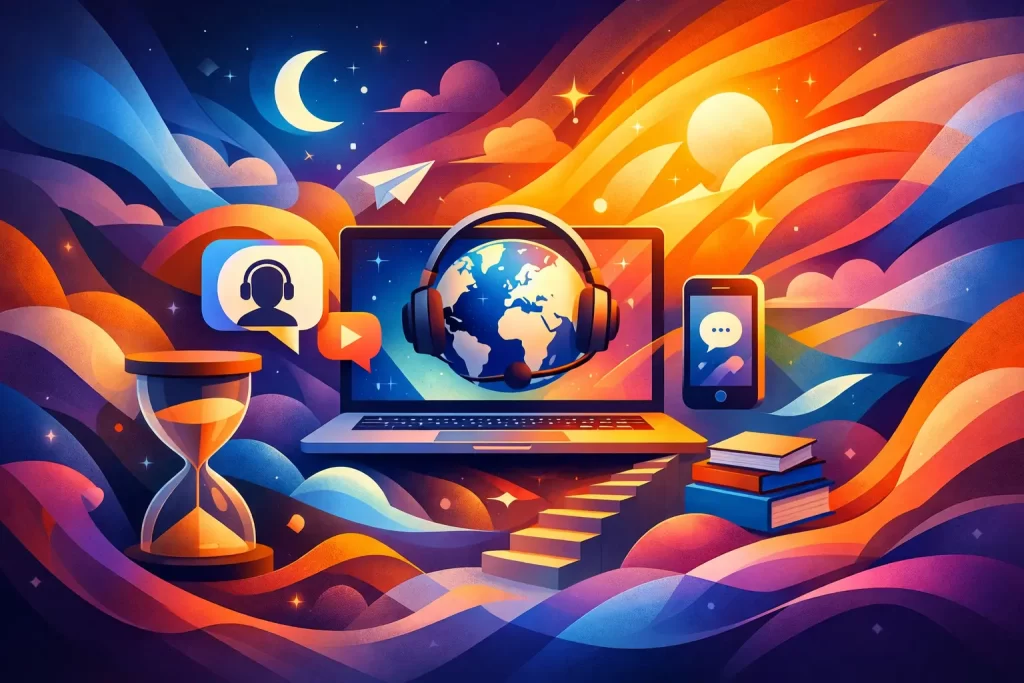 كم يستغرق تعلم الانجليزية اونلاين فعلاً؟