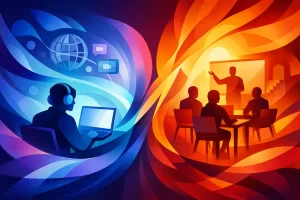 هل الدراسة المباشرة افضل اونلاين أم حضوريًا؟