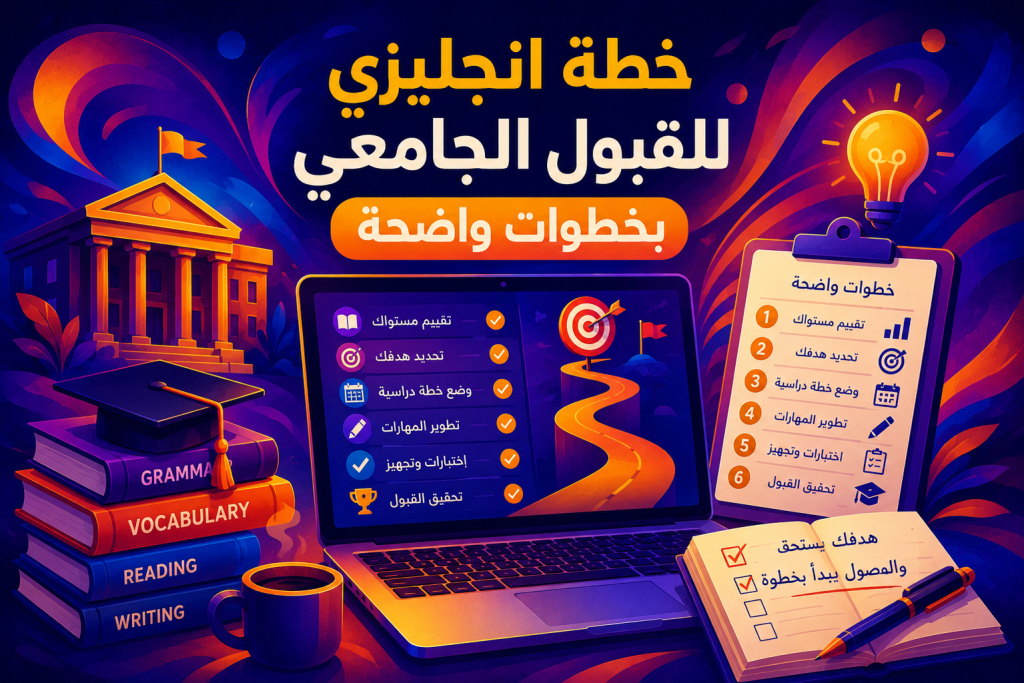 خطة انجليزي للقبول الجامعي بخطوات واضحة